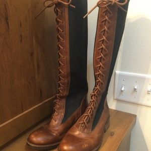 Vince Camuto Lace Up Knee High Riding Boots Saddle Brown and Black size 8